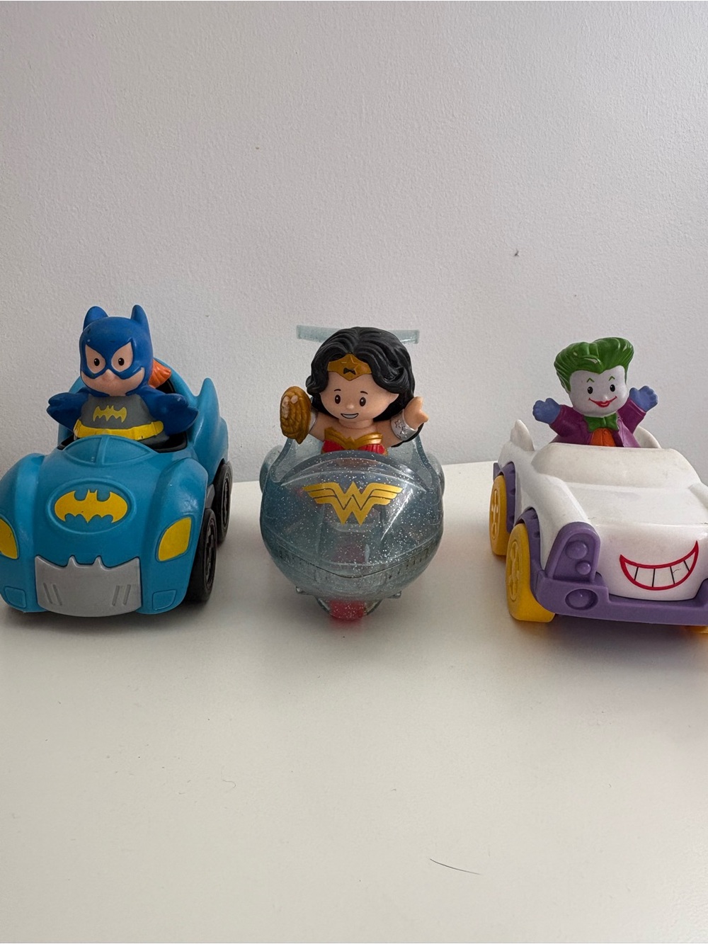 DC Super Heroes Little People Batman Joker Wonder Woman w/ Cars